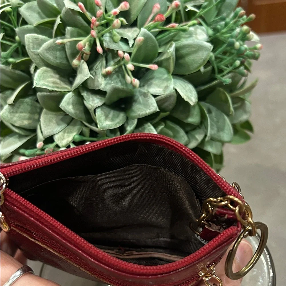 Red Leather key chain Coin Purse